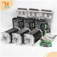 Wantai 3Axis Nema34 stepper motor 1087oz-in 5.6A+Driver DQ860MA 80V 7.8A 256 Micro+3pcs Power Supply