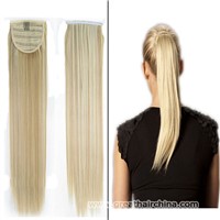 High Quality Virgin Wrap Around 100% Human Hair Straight Ponytails Hair 70g/ Piece