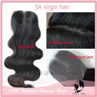 Natural Color Virgin Hair Lace Closure 8&amp;quot;-22&amp;quot; Three way parting lace closure