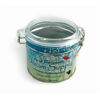 newly design seamless tea tin box with clear lid