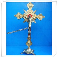 Large St. Benedict Metal Crucifix with Stand (IO-ca002)