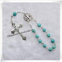 religious stone beads bracelet ,One decade rosary with cross (IO-ce042)