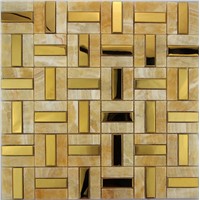 stone mosaic tile mix metal mosaic ( stainless steel mosaic for bathroom decoration)