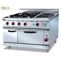Vertical Gas Range with 4 burners &amp;amp;lava rock grill &amp;amp; oven GH-999A