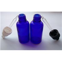 Wholesale Fashion Blue Glass Empty For E-liquid Long Glass Tip Dropper Childproof Cap E-juice Bottle