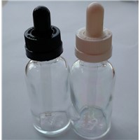 New Transparent  Frosted Glass Empty Bottle For E-liquid Long Black And White Rubber Head Bottle
