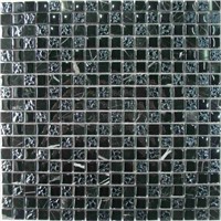 15GRP005 black crystal marble mix mosaic glass mosaic