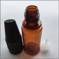 Promotion 10ML PET Plastic  E-cigaret Amber Empty Bottle Black Child Resistant Cap Light Oil Bottle