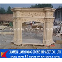 beige marble fireplace for home decoration
