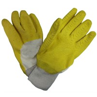 3/4 or Full immersion Latex Coated Gloves,Jerset Lining,Knit Wrist Wrinkle Plam