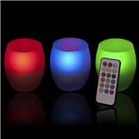color changing led tea light candle in frosted glass jar