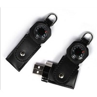 USB drive ,Genuine capacity USB flash drive, leather magnetic portable compass, OEM orders