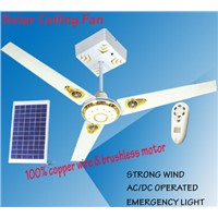 Solar Rechargeable Ceiling Fan with LED Light