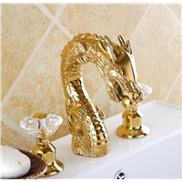 gold clour widespread lavtory sink faucet dragon mixer faucet