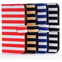 iPhone 6 Striped Pattern Leather Folio Cover Case with Stand