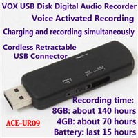 4GB/8GB UR09 VOX USB Disk Digital Audio Voice Recorder Voice Activated Retractable USB Flash Drive Digital Dictaphone