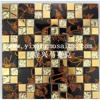 golden glass mosaic tiles mix metal mosaic tiles for wall and floor decoration GM-143
