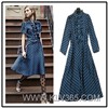 High Quality Fashion Clothing Plaid Ruffle Designer Silk Dress for Women