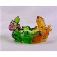 crystal glass craft liu li fish ashtray