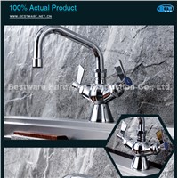 Dual Hob Mounted 6&amp;quot; Spout Brass Kitchen Mixer Tap for Commercial Kitchen