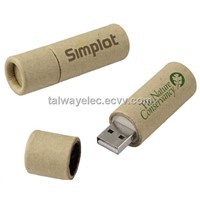 Recycle USB  ,Custom Recycled Paper Flash Drive, Wood and Bamboo Material, 64MB to 32GB