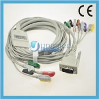 Schiller 15pins one piece 10-lead  EKG cable, clip type, IEC