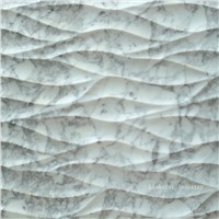 3D carrara white stone interior feature wall panels