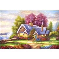 American style landscape building hand painted oil painting