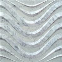 Natural Carrara White 3d wavy stone wall art tile