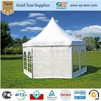 10m diameter hexagon dome aluminum pagoda tent with waterproof and fireproof PVC cover and sidewalls
