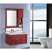 solid wood bathroom vanity with light OGX078
