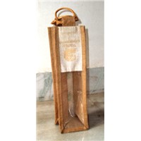 JUTE BOTTLE BAGS FOR PROMOTION WITH PVC WINDOW