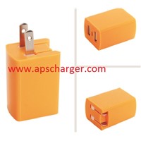 DUAL USB Mini USB  US Charger adaptor folded plug