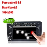 Android4.4 2 car dvd gps with 1024 x 600 resolution for audi A3 with mirror link DVR