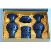 Shandong Longshan black pottery ceramic pottery vase retro ornaments, handicraft, four set
