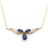 Three stone Pear-Shaped and Marquise Sapphire Pendant Necklace in 18k yellow gold