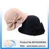 Fashion ladies wool felt cloche bucket hat with felt bowknot in stock