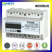 Three Phase DIN Rail Electronic Meter Multi Function Modbus RS485 Red Infrared