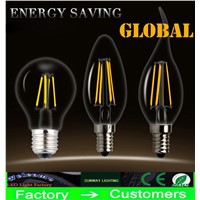 Edison Filament Dimmable LED Candle Lamp 2W 4W E14 E12 E27 LED Bulbs Light High Bright 120LM/W