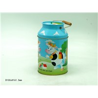 Milk bottle tin can coin bank saving with handle