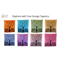 Handicrunch |  Indian Elephant with heart Tree of Life  tapestry , wall hanging , Bed Spread