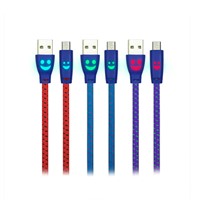 Colorful braided led usb flat cable for android smart phone