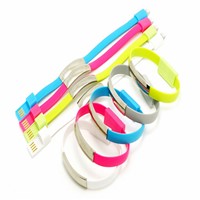 Colorful new design flat bracelet data cable with charging and sync function