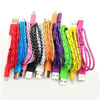 2015 new product colored braided micro usb charger cable with good quality