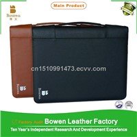 Zippered A4 leather portfolio folder/custom folder with handle
