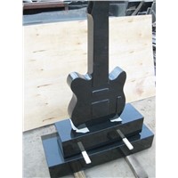 Guitar shape headstone granite monument black headstone