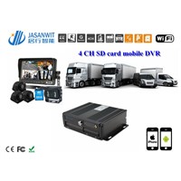 4 ch SD card mobile dvr for bus with 3G, GPS , WiFI
