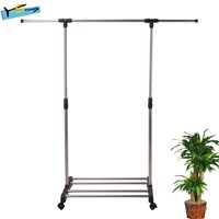 Adjustable stainless steel double pole hanger for clothes