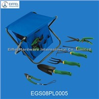 8pcs garden tool set with foldable fabric seat-EGS08PL0005