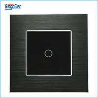 EU/UK standard aluminum and glass panel 1gang 1way touch wall switch